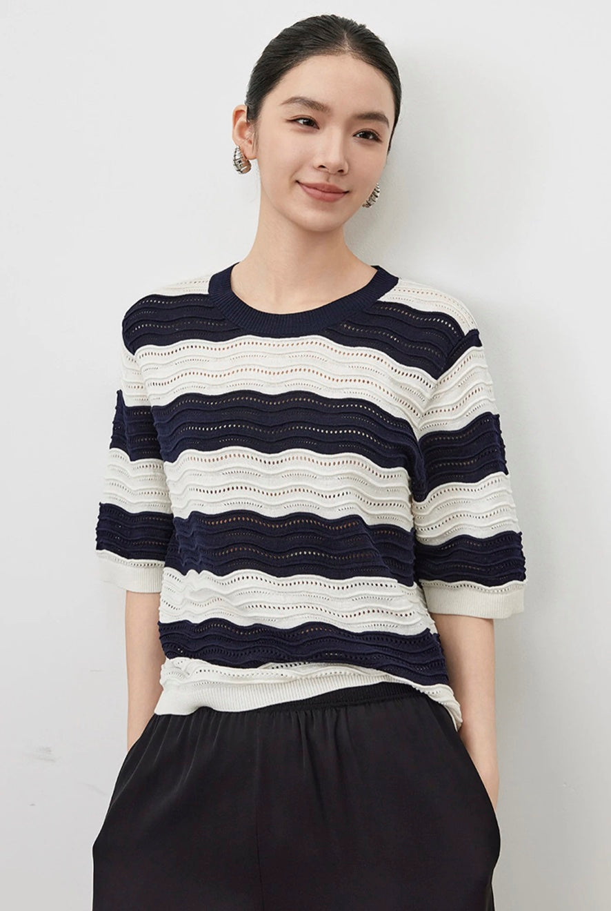 Sabrina Silk Stripe Knit Top