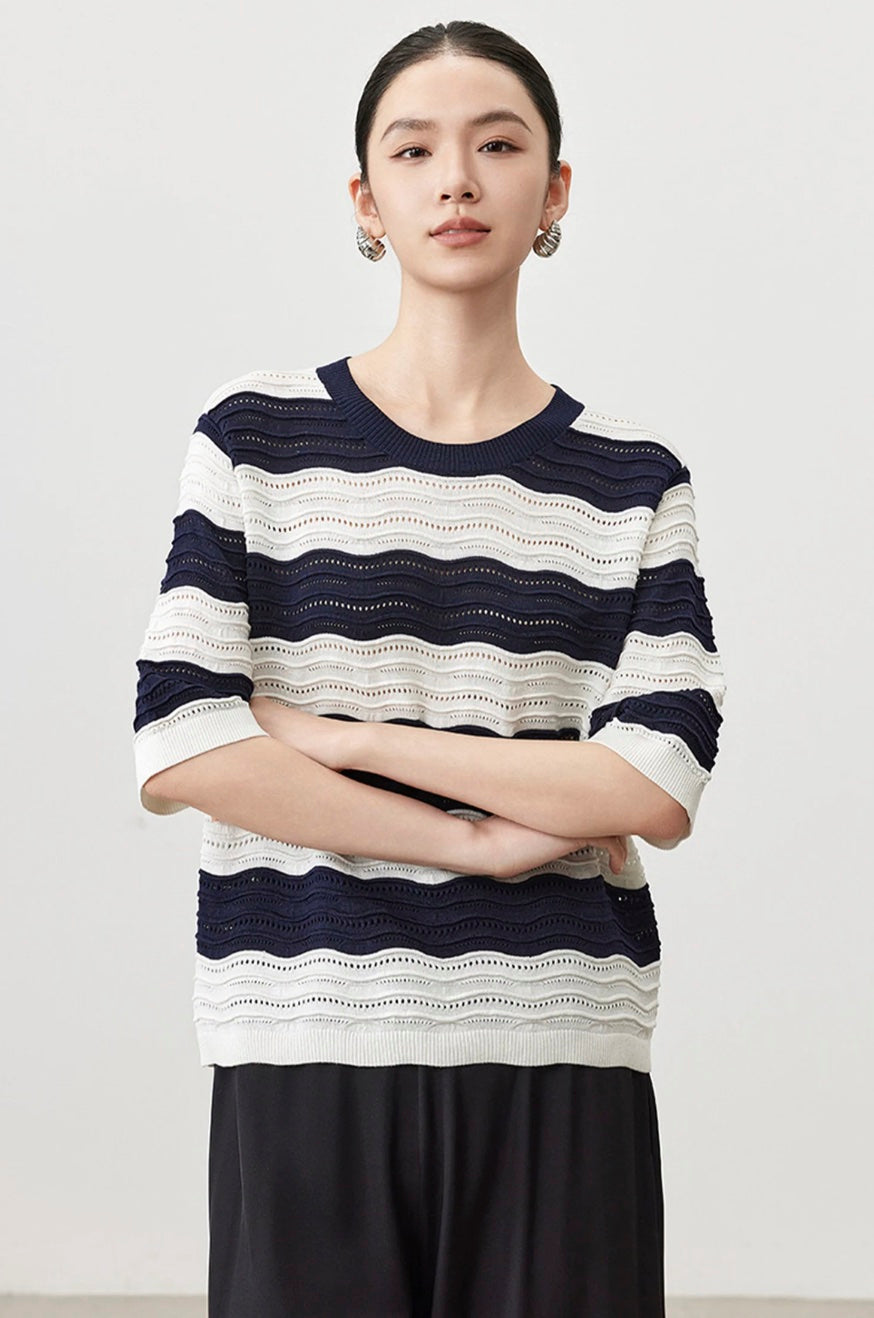 Sabrina Silk Stripe Knit Top