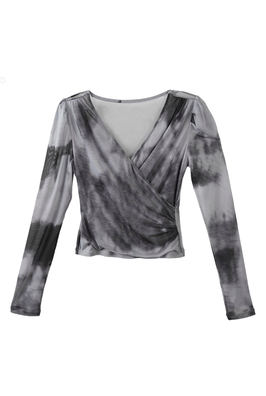 Yesenia Stretchy V-neck Long Sleeve Top