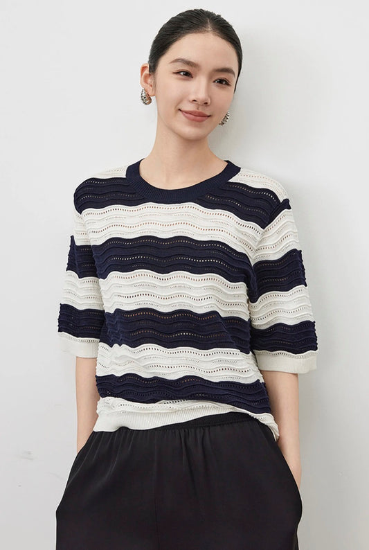 Sabrina Silk Stripe Knit Top